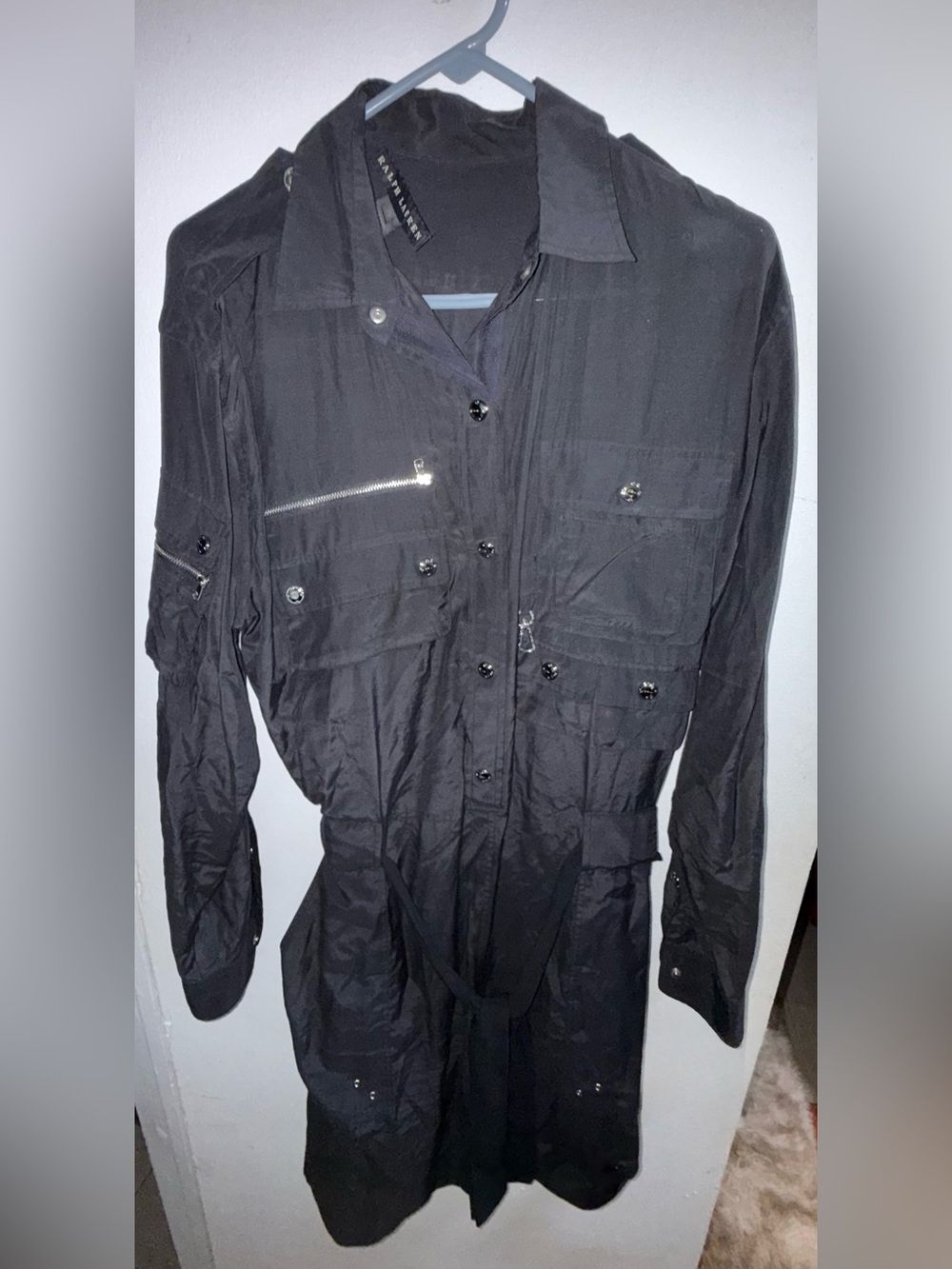 Ralph Lauren Black Utility Cargo Romper Size 14
